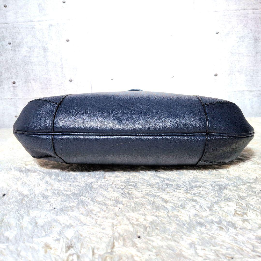 【極美品 A4◎】ハマノ　ペアシェイプ　トートバッグ　カデナ　シボ革　ネイビー