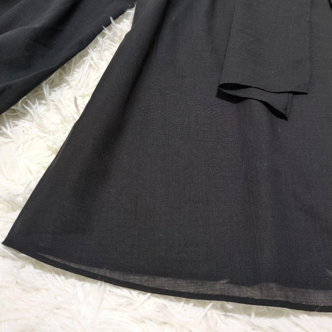 美品【アナイ】ANAYI 黒 ボウタイブラウス 38(M) 透け感 日本製