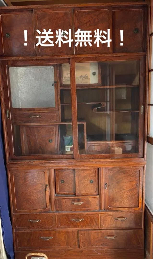 期間限定出品【昭和レトロ 和箪笥 ガラス戸付き アンティーク】