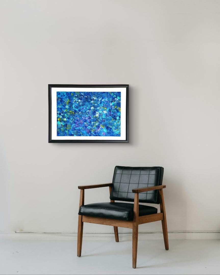 石垣の海に生きた証 / 抽象画 46×63㎝ A2 額縁セット 原画のみ モダン