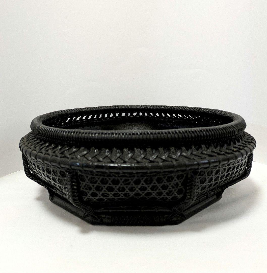 八角炭斗　底八角形　唐物写　炭篭 中古　箱無し