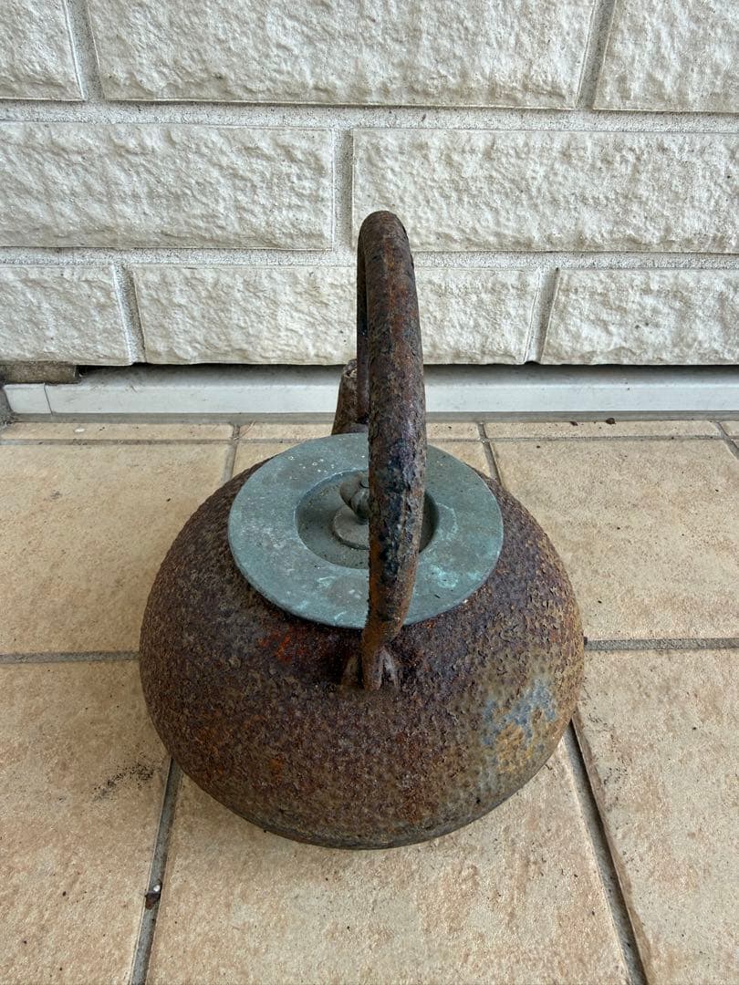 時代物 南部鉄器 鉄瓶 在銘 水漏れなし 直径20cm 古鉄瓶 茶道具 骨董