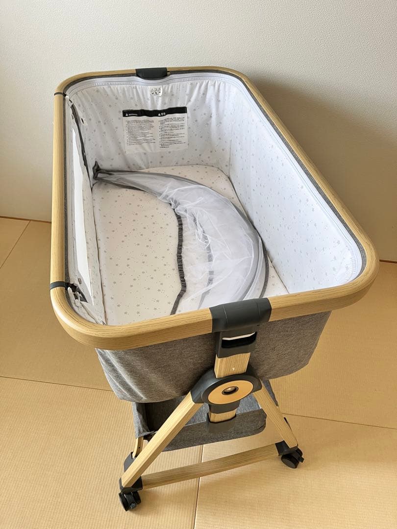ベビーベッド　HZDMJ 高さ調節可　コンパクト　折り畳み