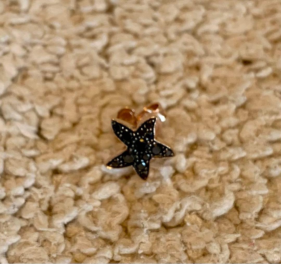 Pomellato DoDo 10K PG ブラックダイヤ ヒトデ ピアス 片耳