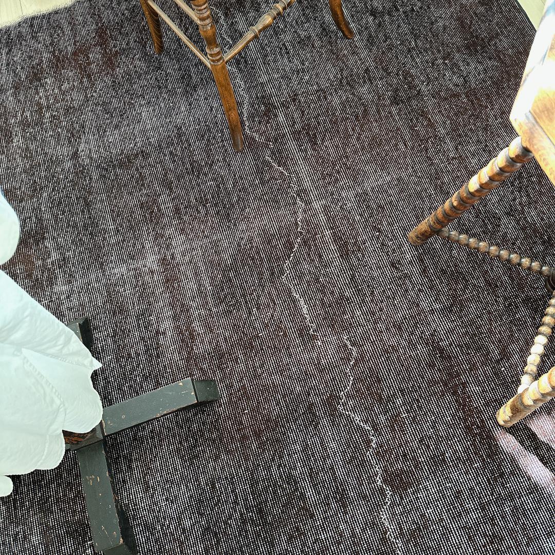 トルコ ヴィンテージラグ989 超大判 レア ダークブラウン オーバーダイラグ