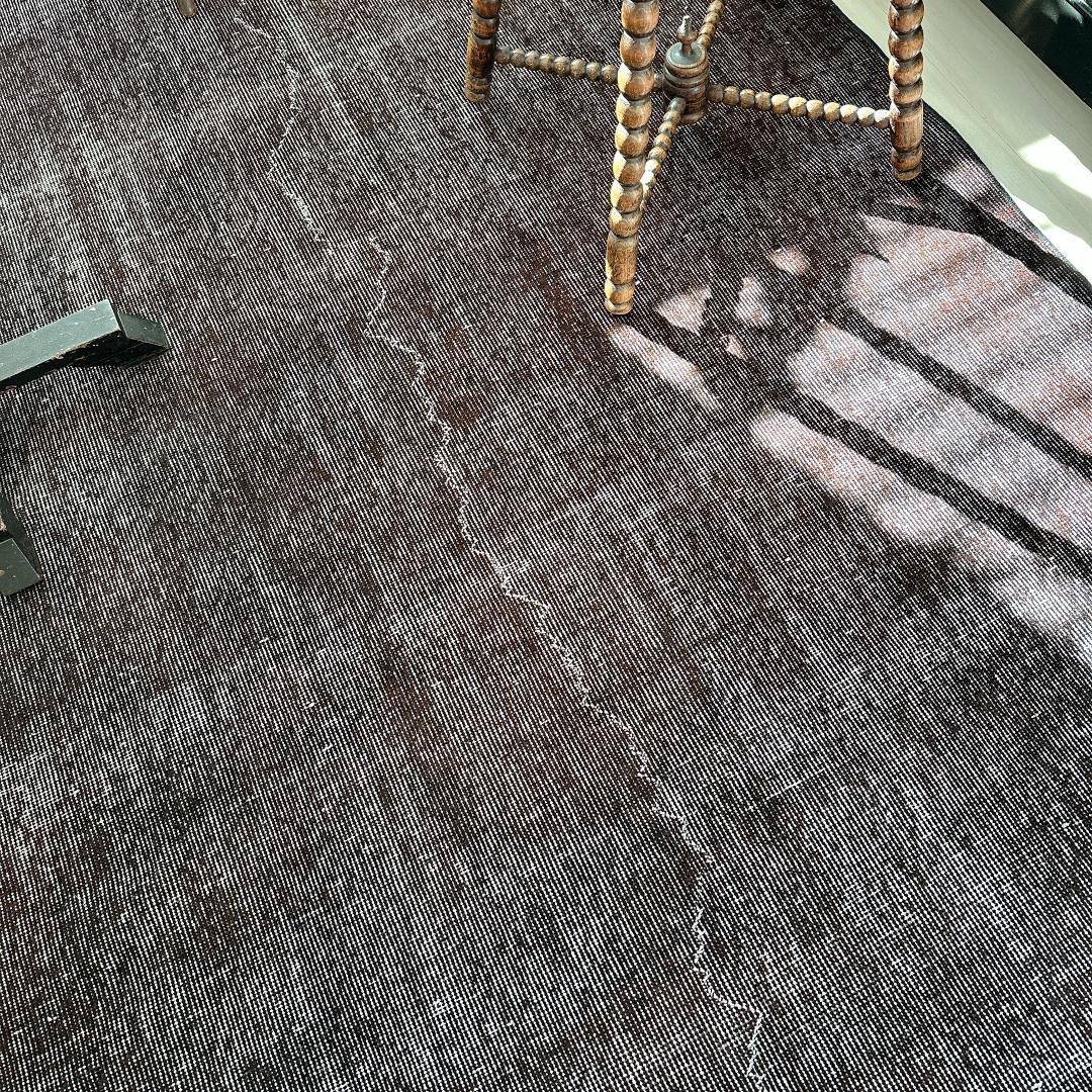 トルコ ヴィンテージラグ989 超大判 レア ダークブラウン オーバーダイラグ