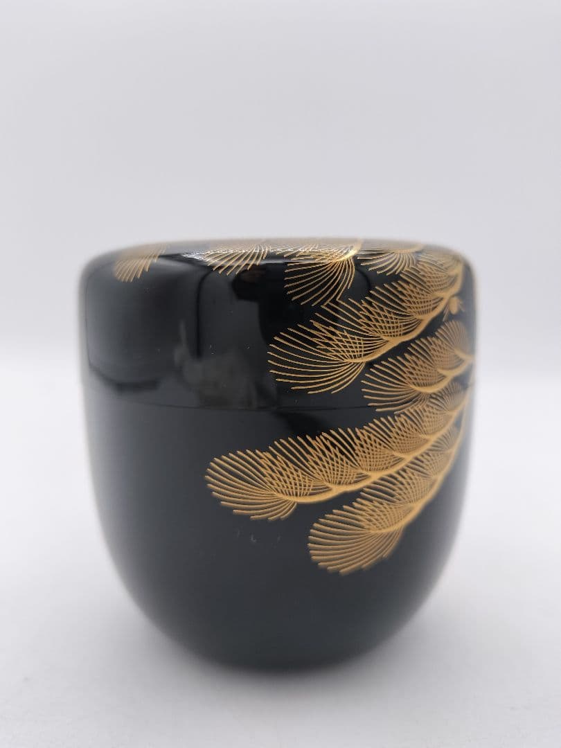 c847 大棗 老松蒔絵 堀内宗心花押 康伸作 木箱 茶道具 古物