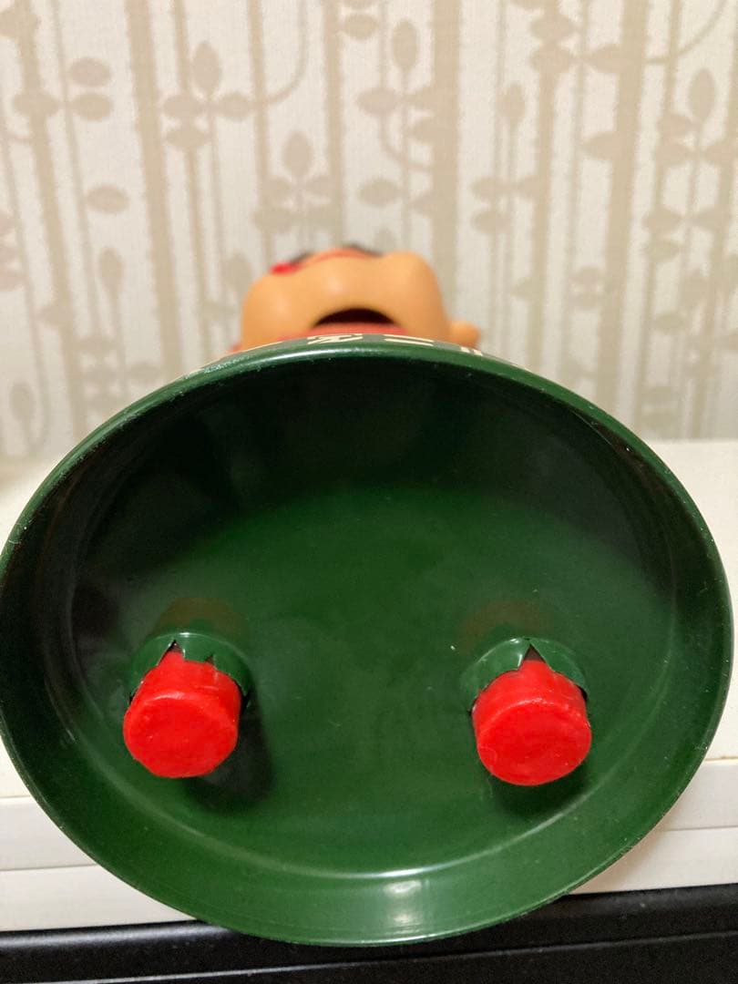 レトロ不二家ペコちゃん首振り人形ブリキ台ミニ鳴きソフビセット