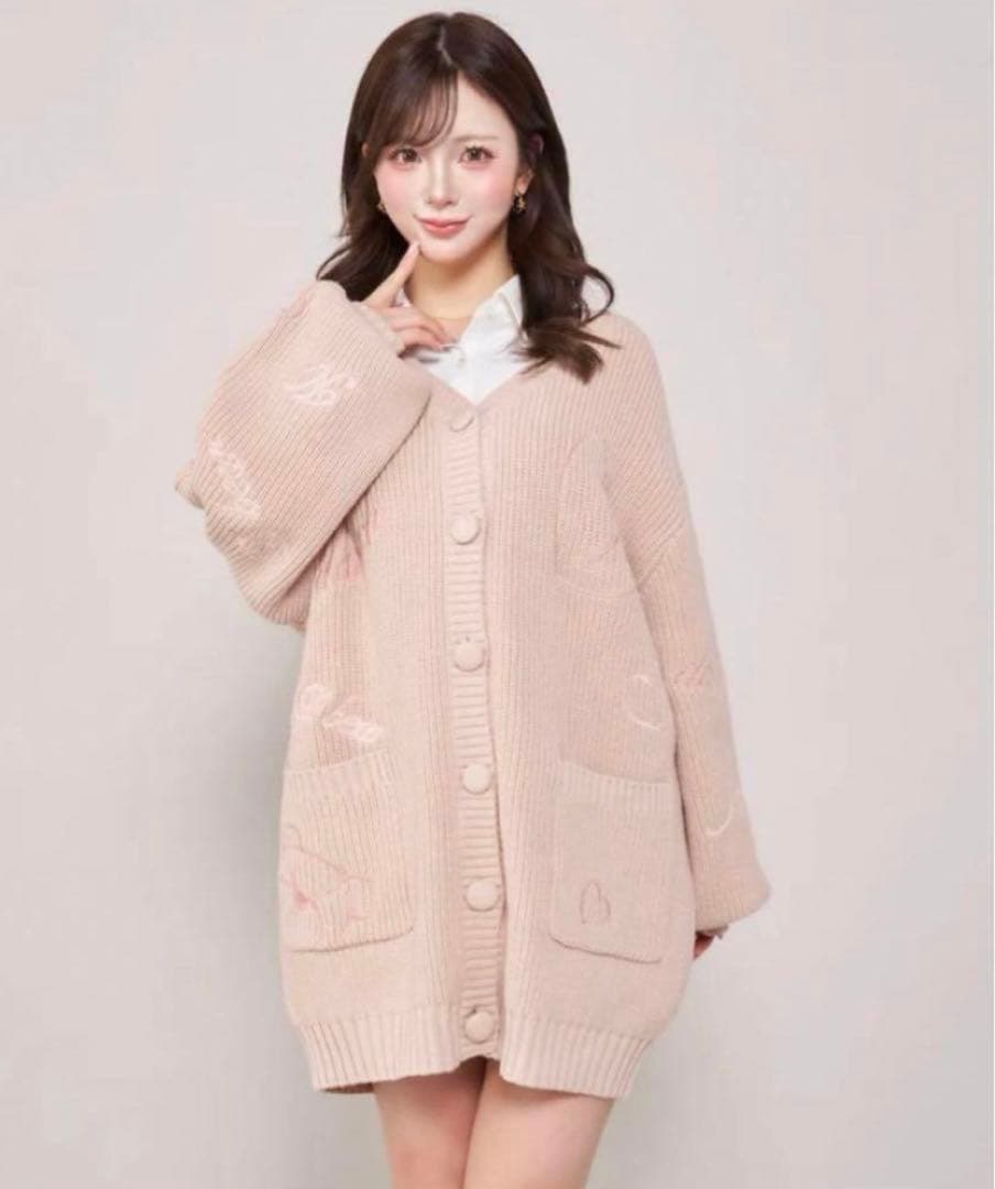 ダーリッチ Dベアエンブロイダリーニットカーディガン