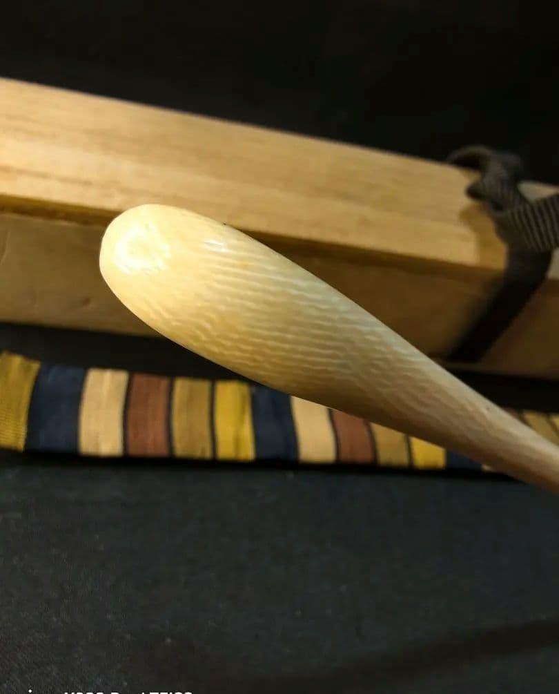 茶道具 高級自然材茶杓 桐箱西陣織袋 縞模様 裏千家 旧家蔵出美品 時代物 骨董