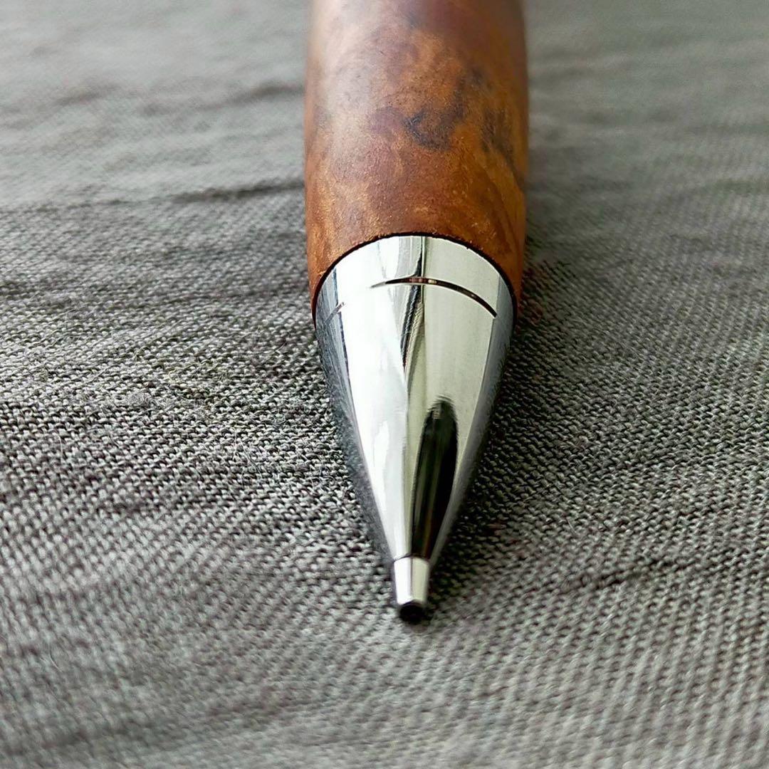 黒檀瘤　ハンドメイド　木軸シャープペン　0.5mm　天然木　シルバー