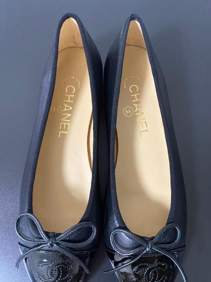 シャネル パンプス　ココマーク　黒　レザー リボン　37 き