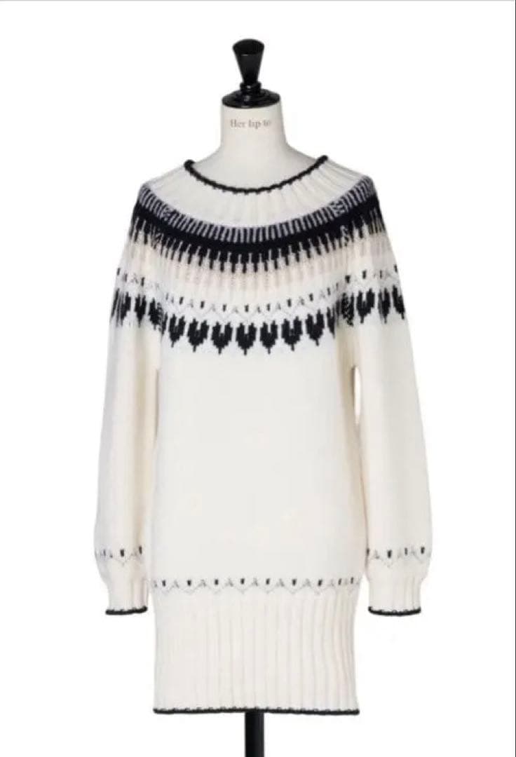 ワンピース Heart Fair Isle Knit Mini Dress M