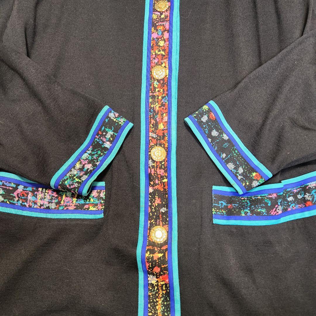 【大きいサイズL】レオナール カーディガン ワンピース トリム ウール 金ボタン