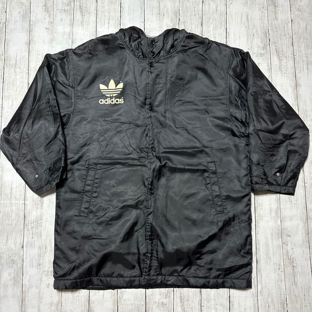 アディダス ベンチ コート ブラック ロゴ スポーツ ジャケット ウォームアップ