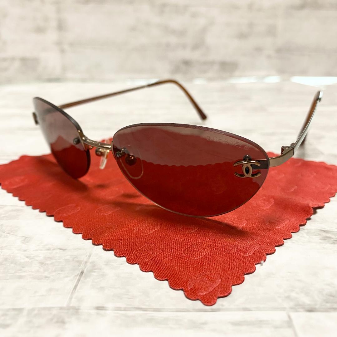 美品✨CHANEL サングラス リムレス y2k 4003 ココマーク ブラウン