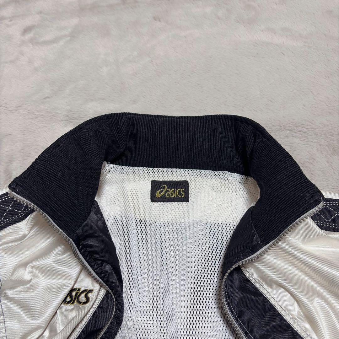 アシックス 90’s 上下 ウインドブレーカー セットアップ 光沢 白　ジャージ