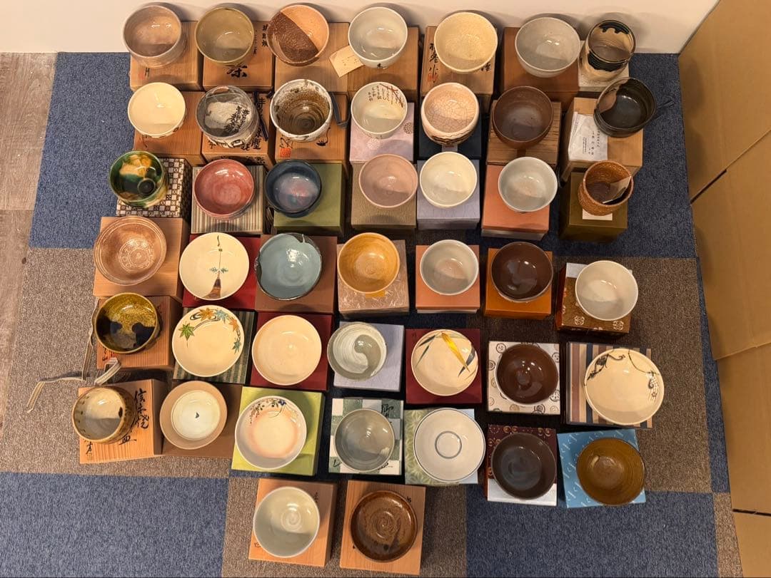 茶碗 抹茶碗 まとめて 44点 箱付 茶道具 陶器 京焼 金彩 色絵 信楽 萩