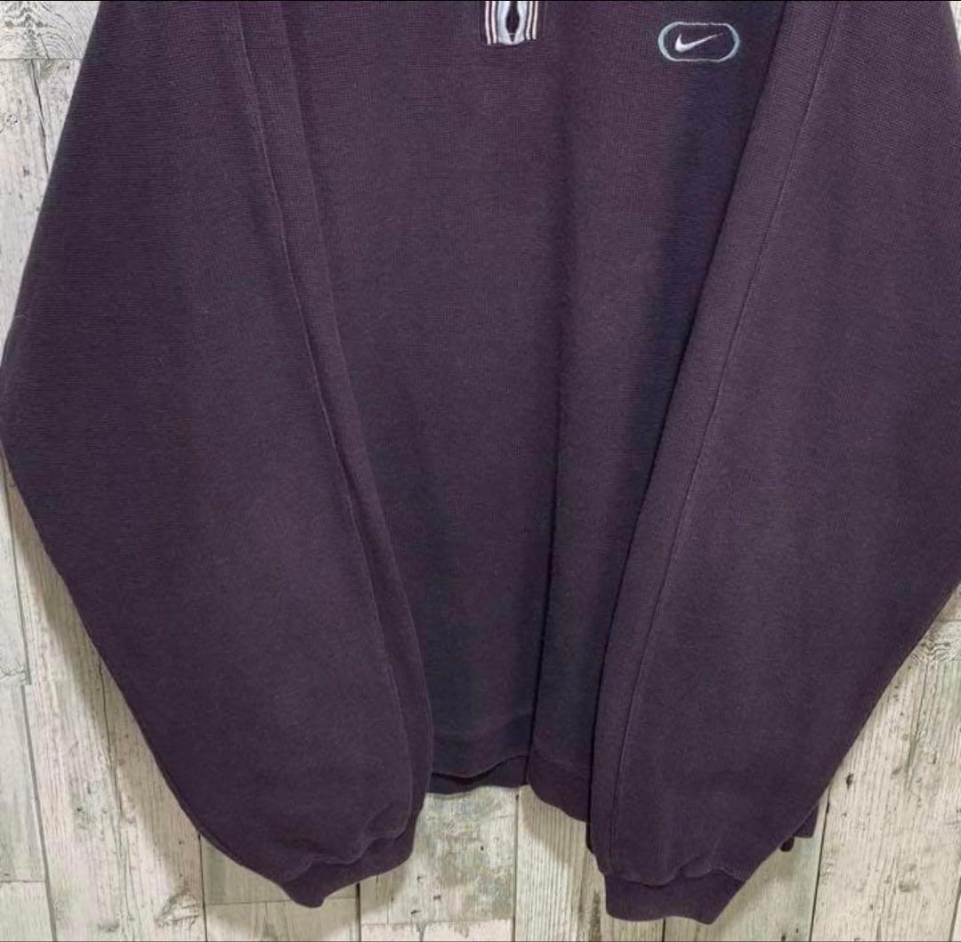 【※レア物】NIKE ナイキ★刺繍ロゴ ハーフジップ スウェット 紫 XL 人気