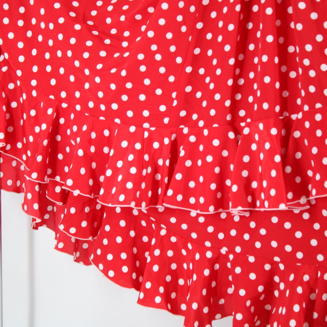 【美品 フラメンコ衣装】レッド×ドット柄 ワンピース ドレス ボランテ フリル