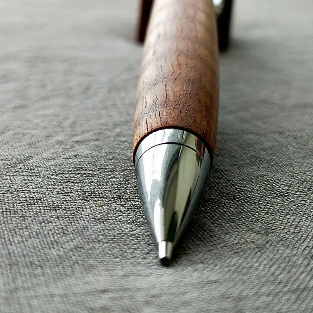 金色楠木　ハンドメイド　木軸シャープペン　0.5mm　天然木　シルバー　幻の木