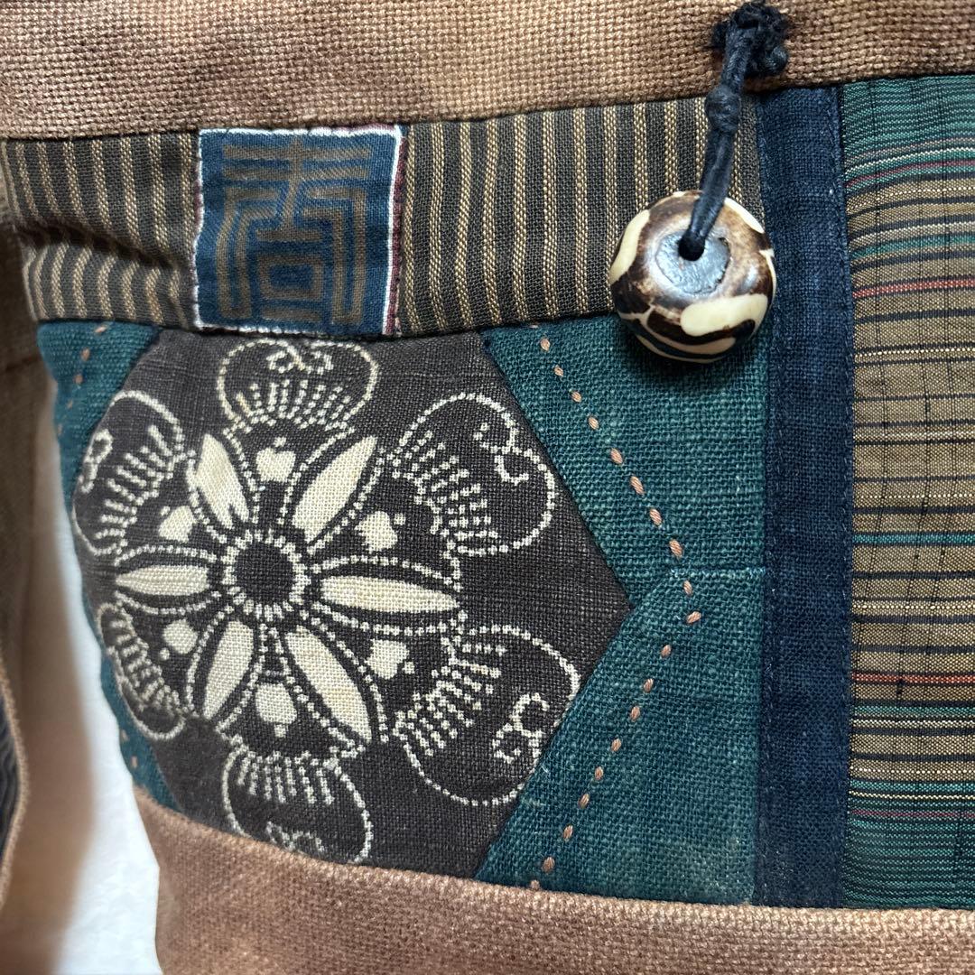 ギャラリー購入品　古布　酒袋　絣　絵絣　パッチ　リメイク　バック