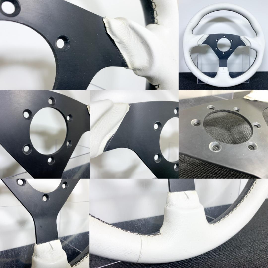 激レア イタルボランテ ホワイト×ブラック レザーステアリング 33φ 当時物