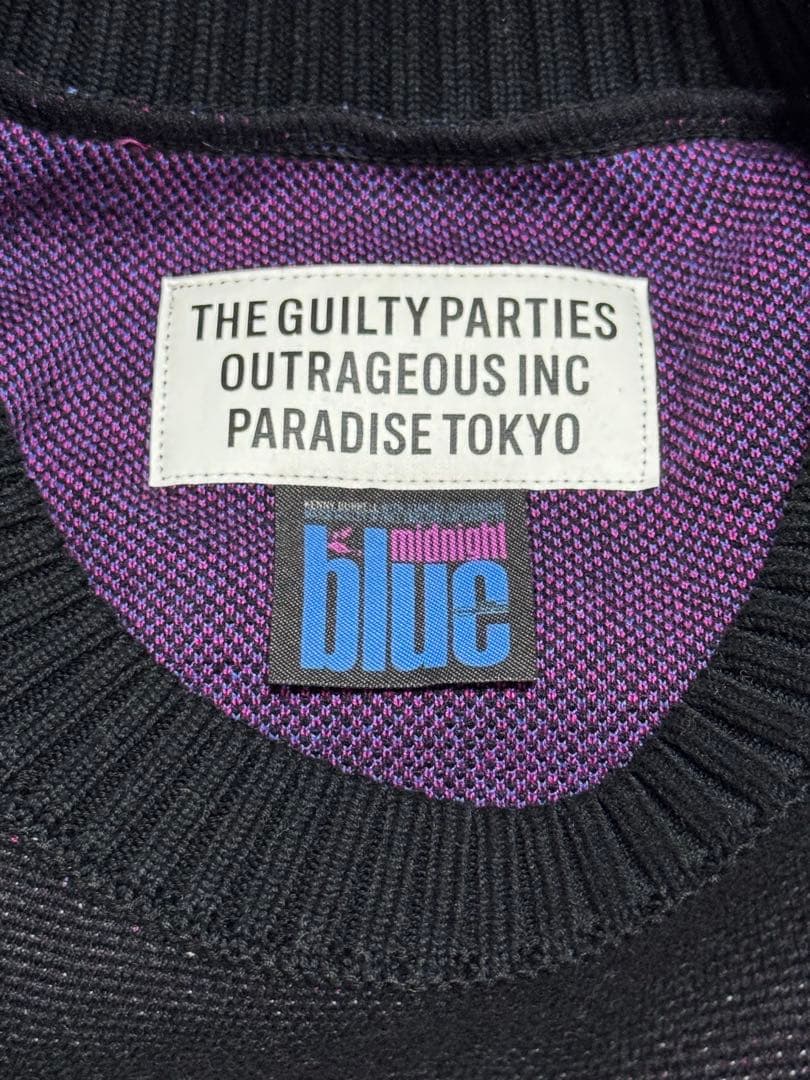 ワコマリア WACKOMARIA midnight blue グラフィックニット