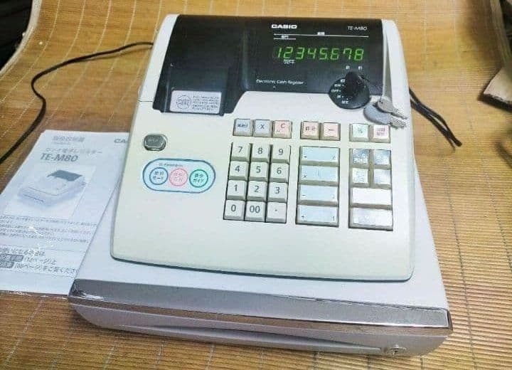 カシオレジスター　TE-M80　中古品　人気機種感熱紙　送料無料　801121
