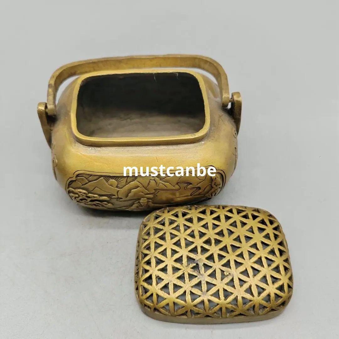 銅製 提梁暖手炉 香り炉 茶道香炉 香道具 装飾品 工芸品 置物