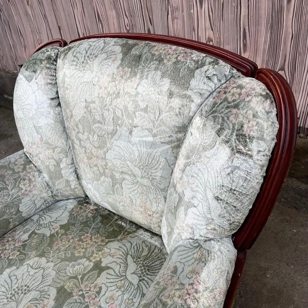 ③ カリモク 1人掛けソファ シングルソファ 花柄　金華山　アンティーク