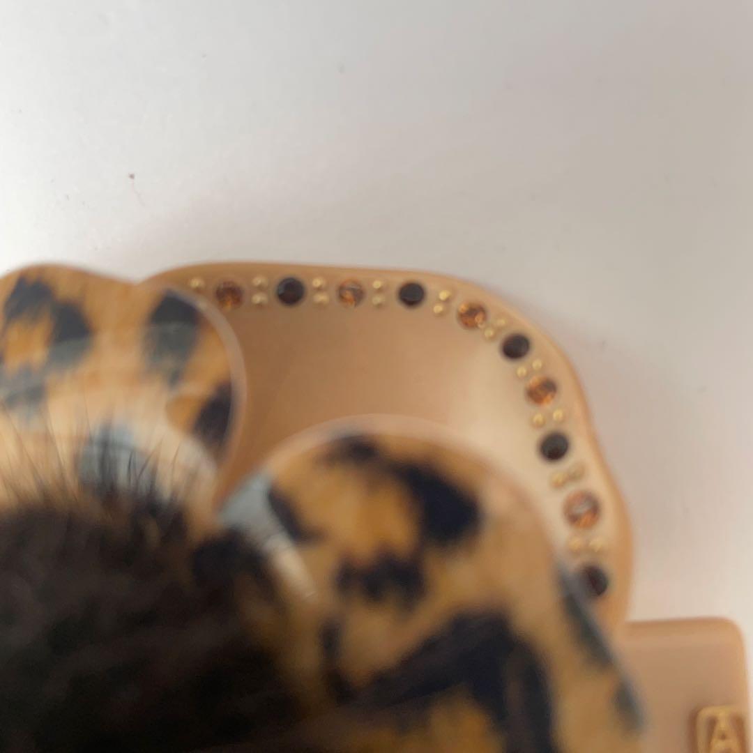アレクサンドルドゥパリ　ヒョウ柄カメリア　ヘアクリップ　本ミンク　正規品　極美品