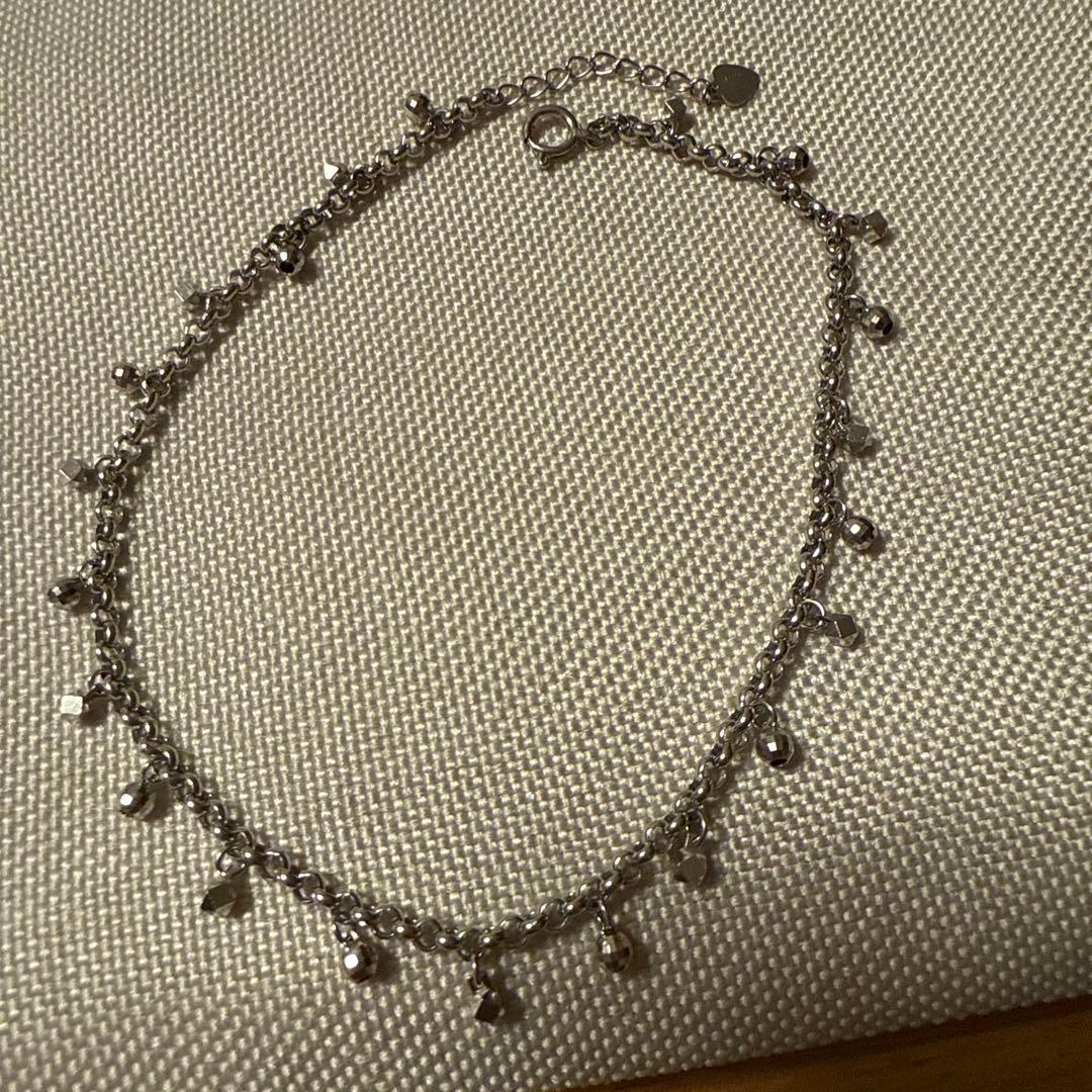 シルバー ビーズ付きアンクレット