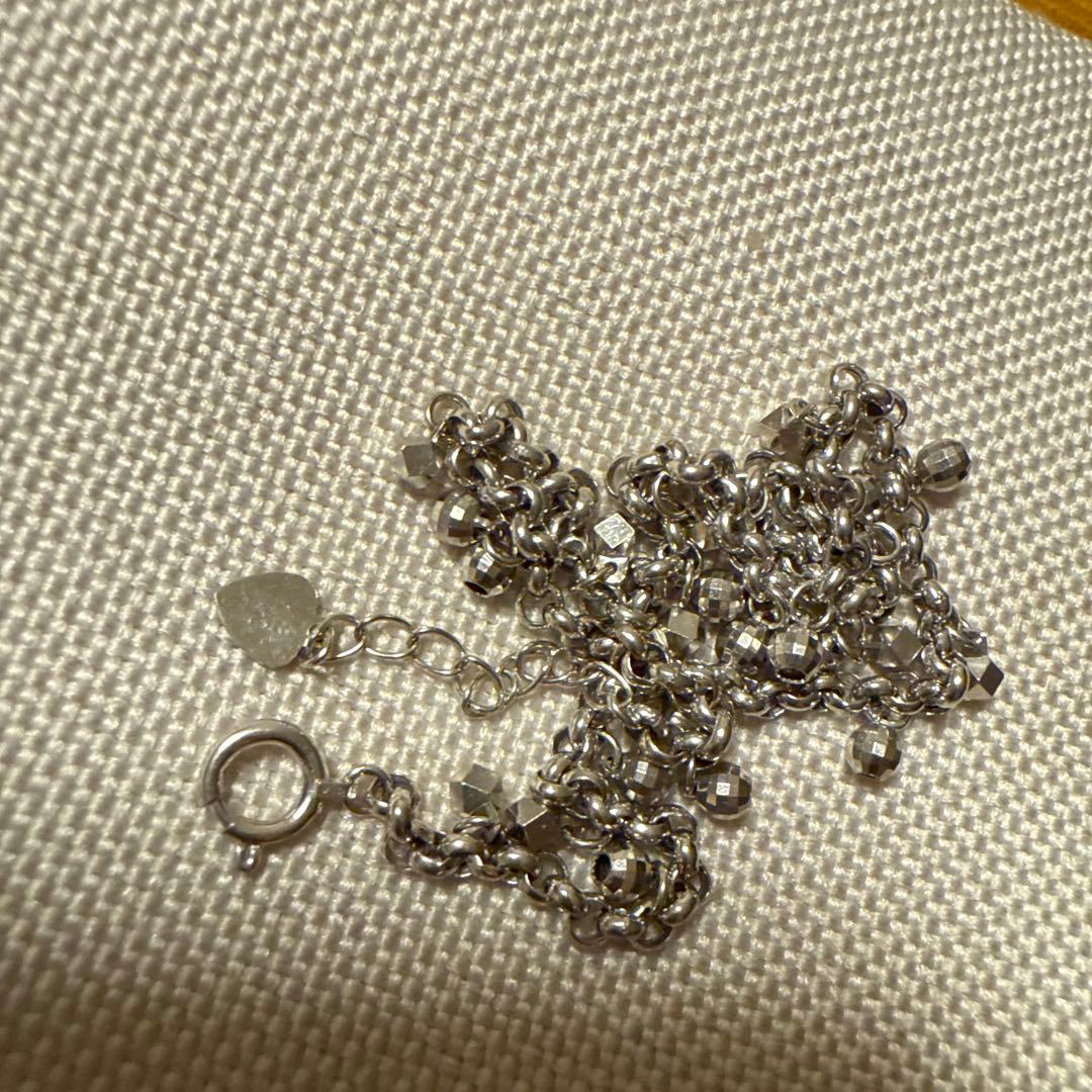 シルバー ビーズ付きアンクレット