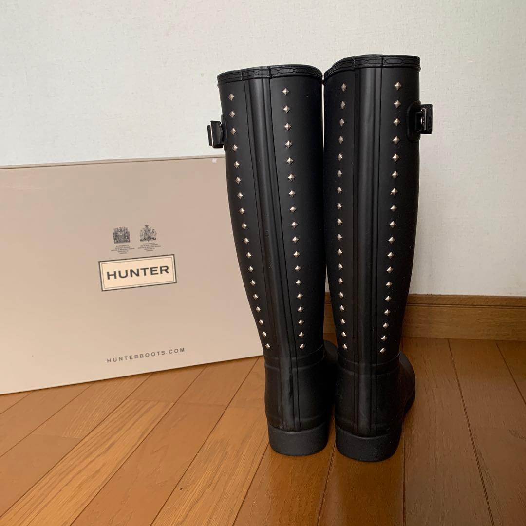 HUNTER ブラック 長靴 スタッズ付き 24cm