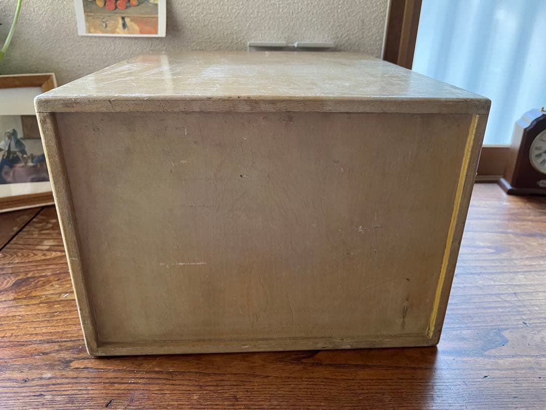 ヴィンテージ　図書館　カード棚　木製引き出し　ドロワー 4段