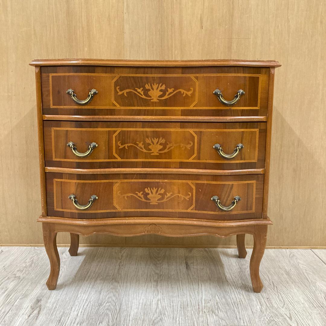 イタリア　象嵌　クラシック　3段チェスト ヨーロピアン 猫足