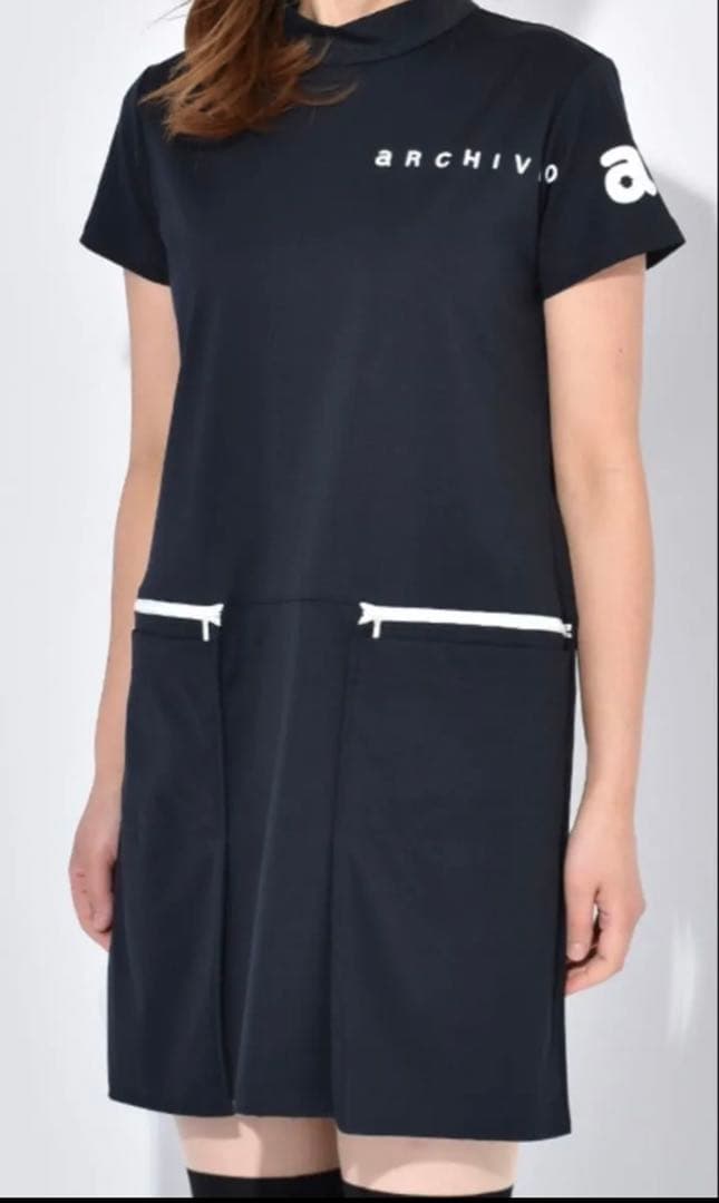 ◇新品◇アルチビオ◇archivio◇半袖ワンピ◇黒◇レディースゴルフ◇40