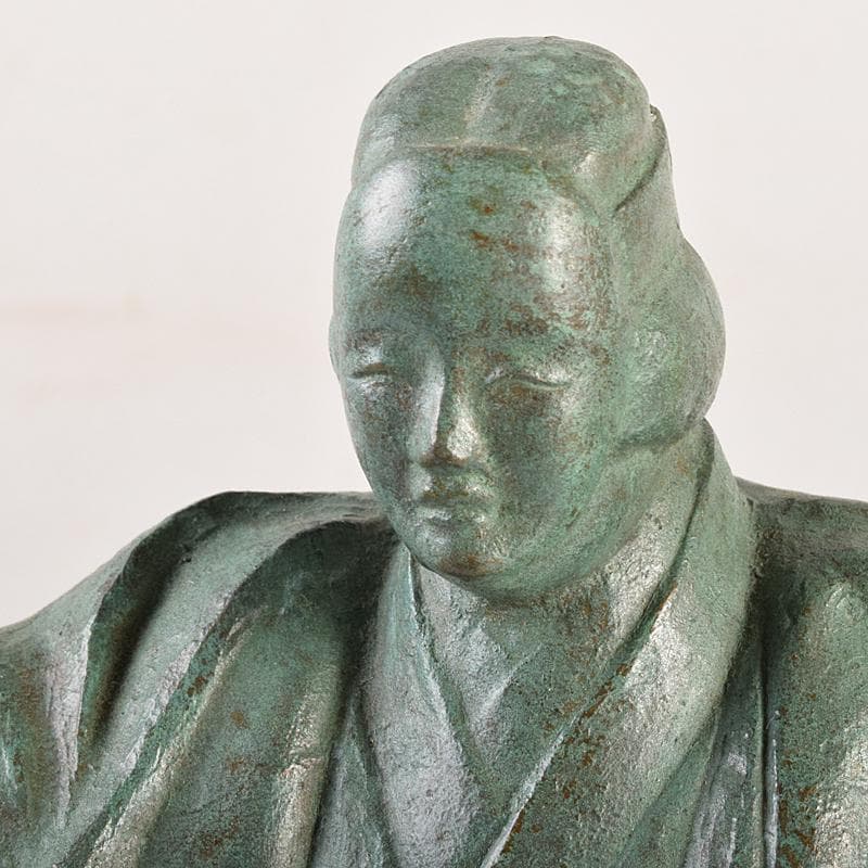 山本雲涛作　鋳銅　三井寺舞　原型　紺谷英儀　置物　共箱　M　R7831