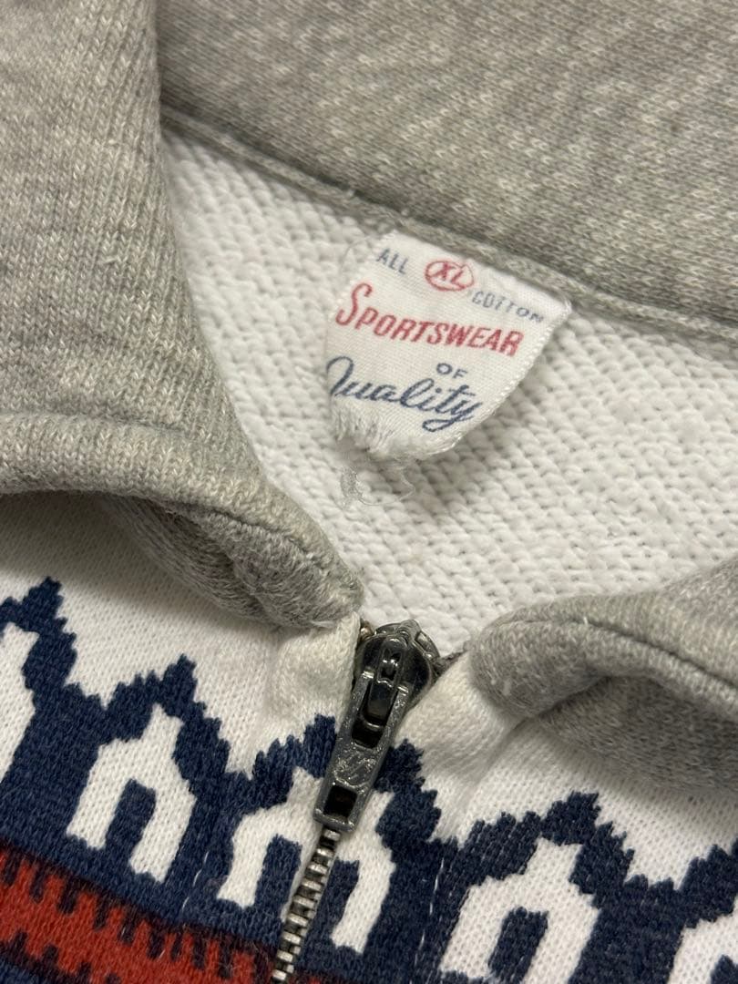 50s~ Sportswear 雪柄 XL ハーフジップ スウェット　ビンテージ
