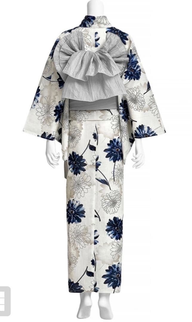 ◎GRL [tu1495] ガーベラ浴衣セット　浴衣と帯　2点　モノトーン　古典