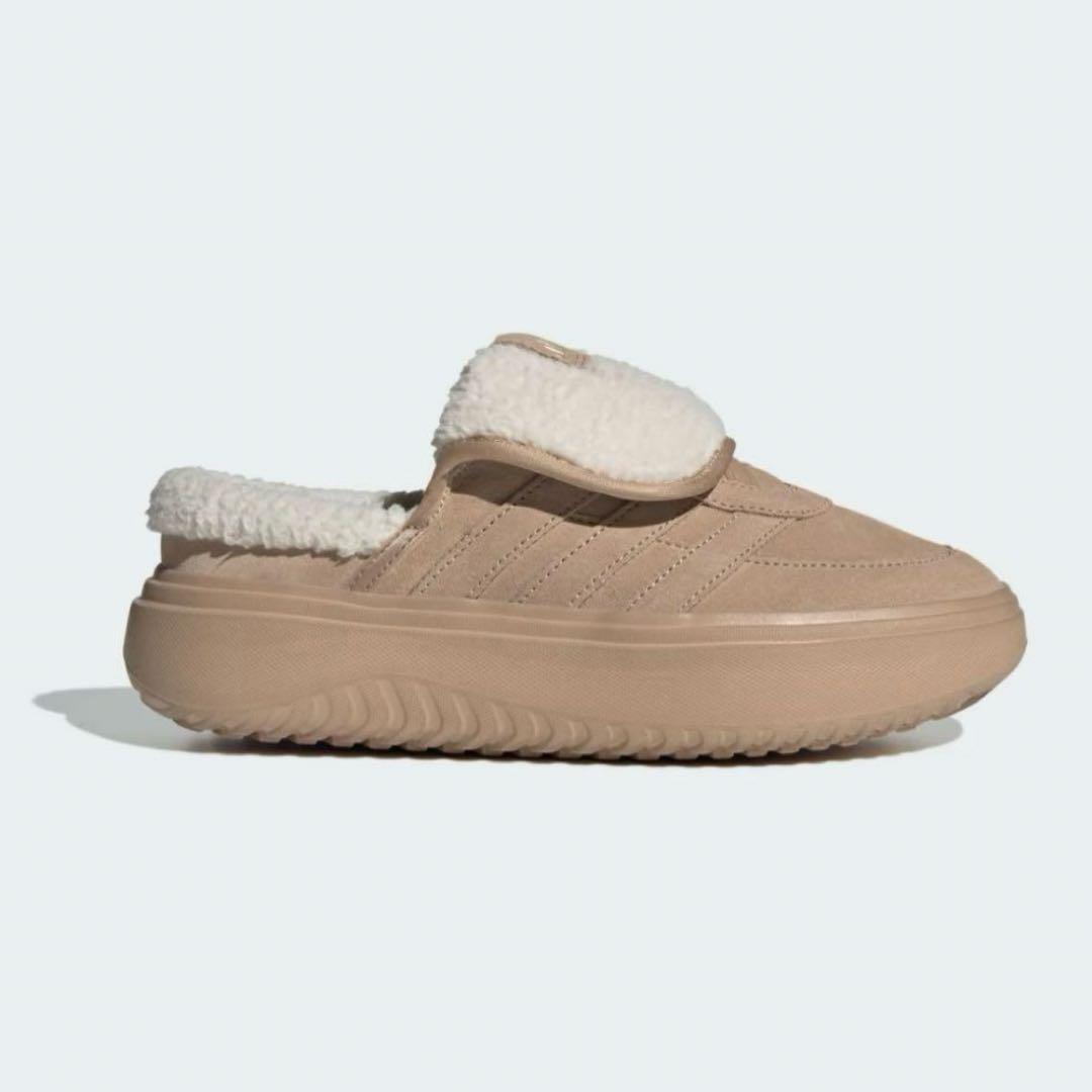 【韓国限定】adidas アディダス24.5㎝ ボア付き サンダル ブラウン