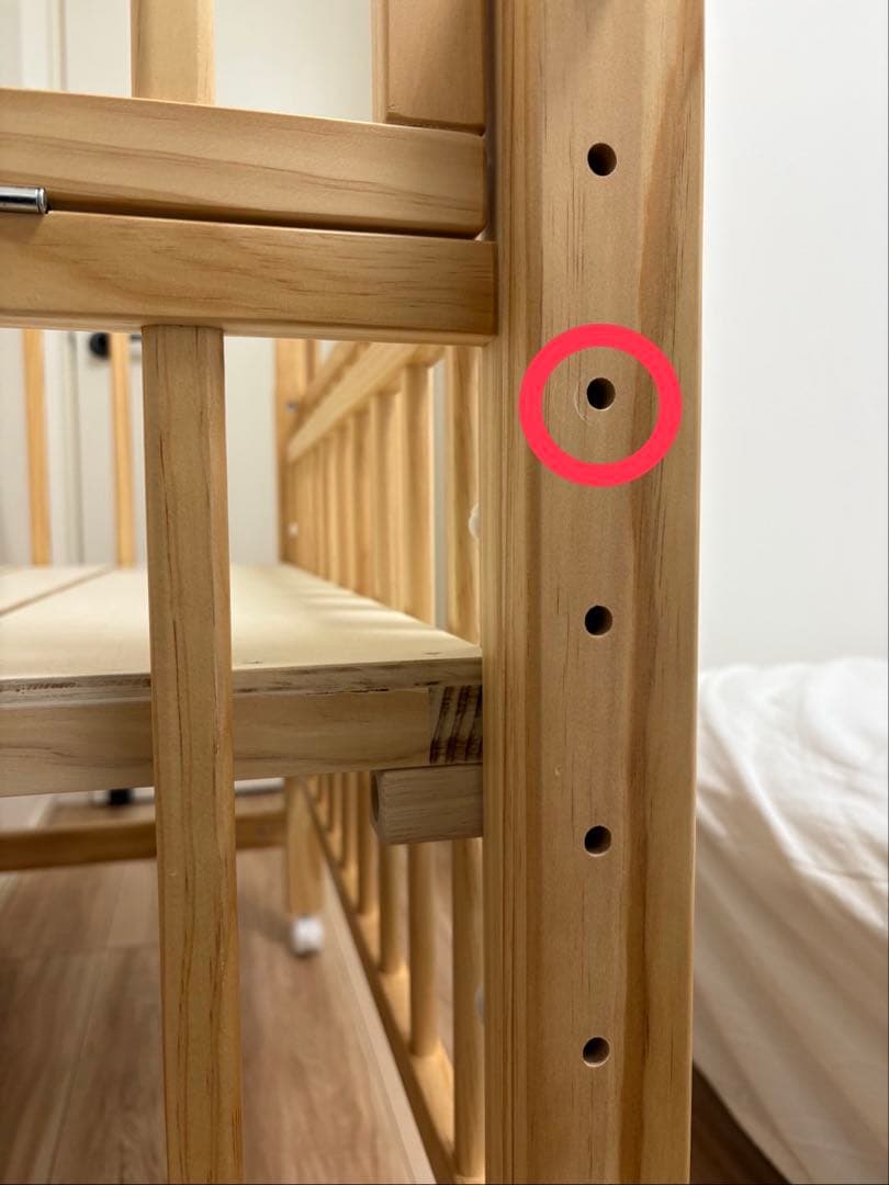 今年5月購入品 ベビーベッド 大和屋 ノモック Wオープンハイタイプ ミニ