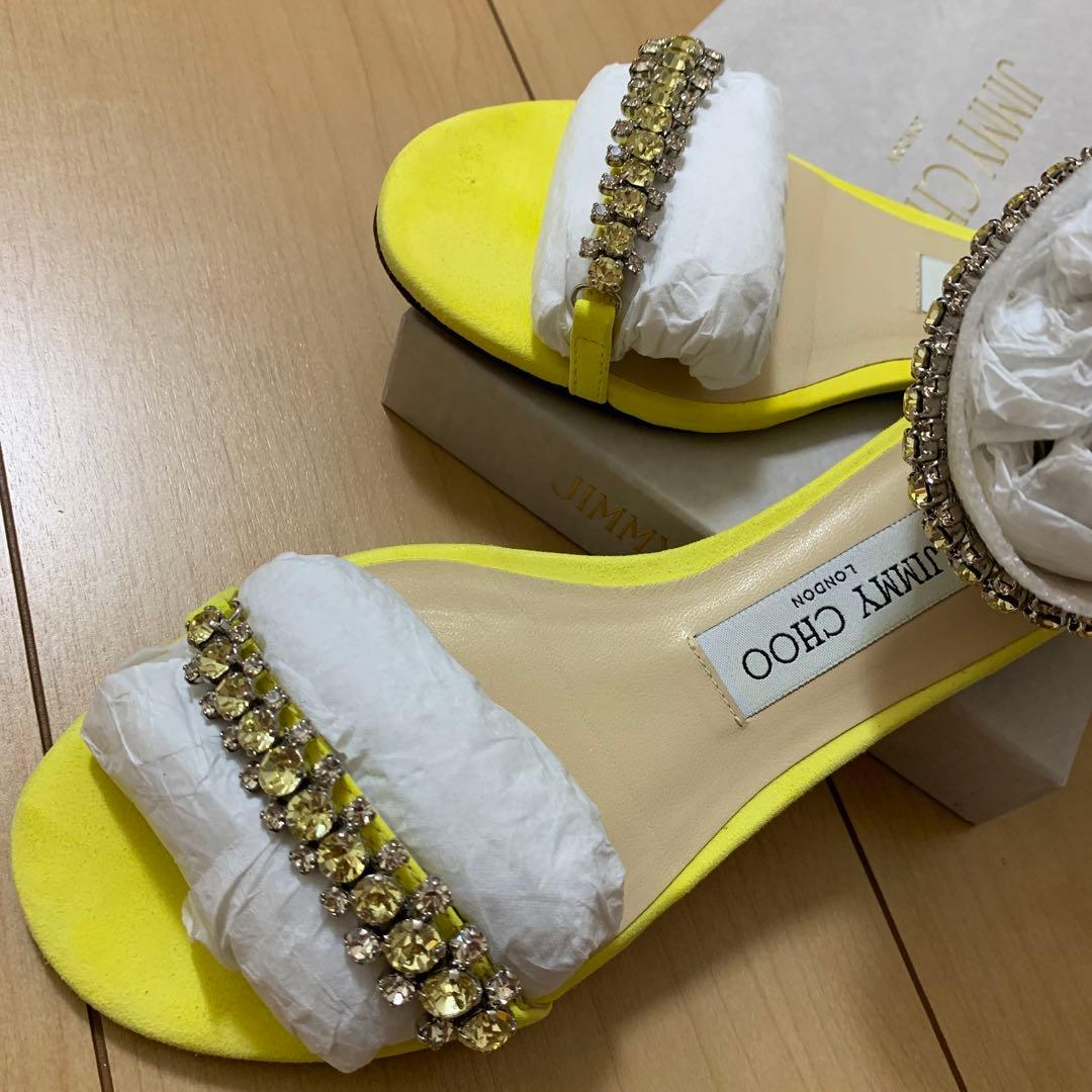 ジミーチュウ サンダル 靴 シューズ スエード イエロー ビジュー