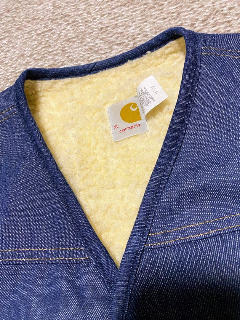 ★好デザイン‼️神サイズ★70s USA製 カーハート ボア付デニムベスト XL‼️