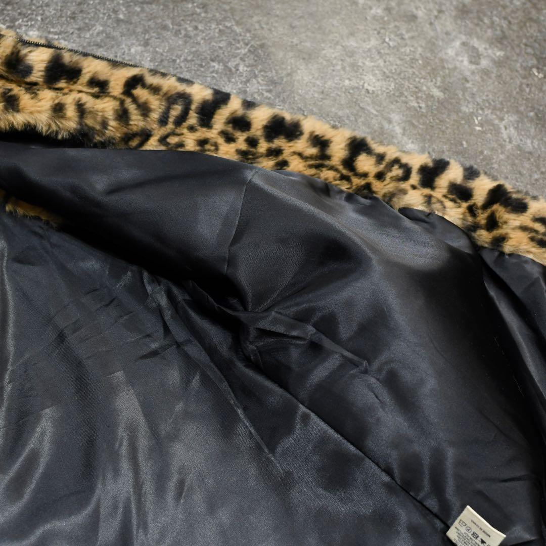 古着 レオパード柄 フェイクファー ファーベスト ベスト ヒョウ柄