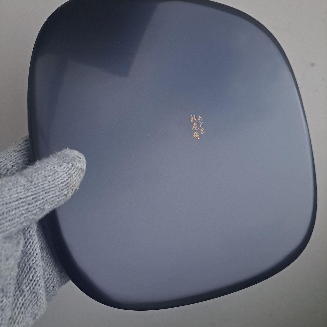 【輪島塗　7.5寸\"轡型\"大皿×5客】布着本堅地　撫子\"沈金　未使用品