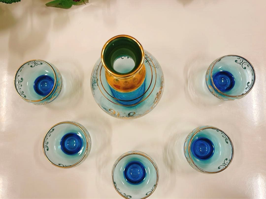 大幅値下げ！新品★未使用　ベネチアングラス5客&ボトルセット