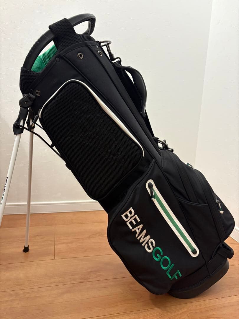 BEAMS GOLF スタンド付きキャディバッグ 黒/緑