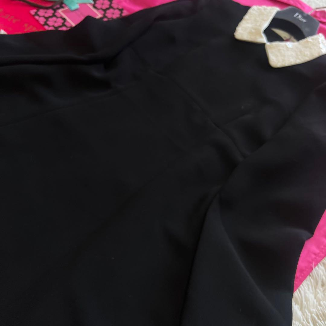 【美品】kate spade ビジュー襟ワンピース ブラック 白襟 S 0